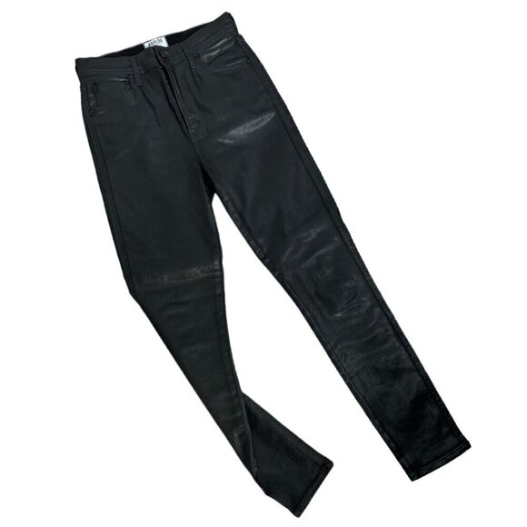 AGOLDE Roxanne Leatherette High Rise Skinny Jeans in Black Women's Sz 26 - Picture 2 of 15
